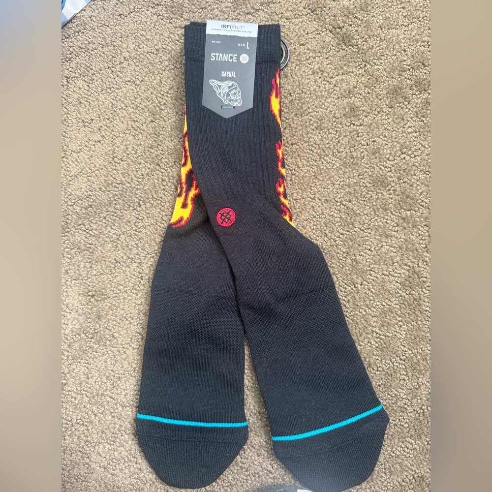 New mens stance socks black flame large 9-13
Skater crew combed cotton